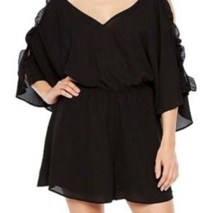 NEW Bold Elements 5x Womens Romper Elastic Waist V Neck Short Sleeve Black